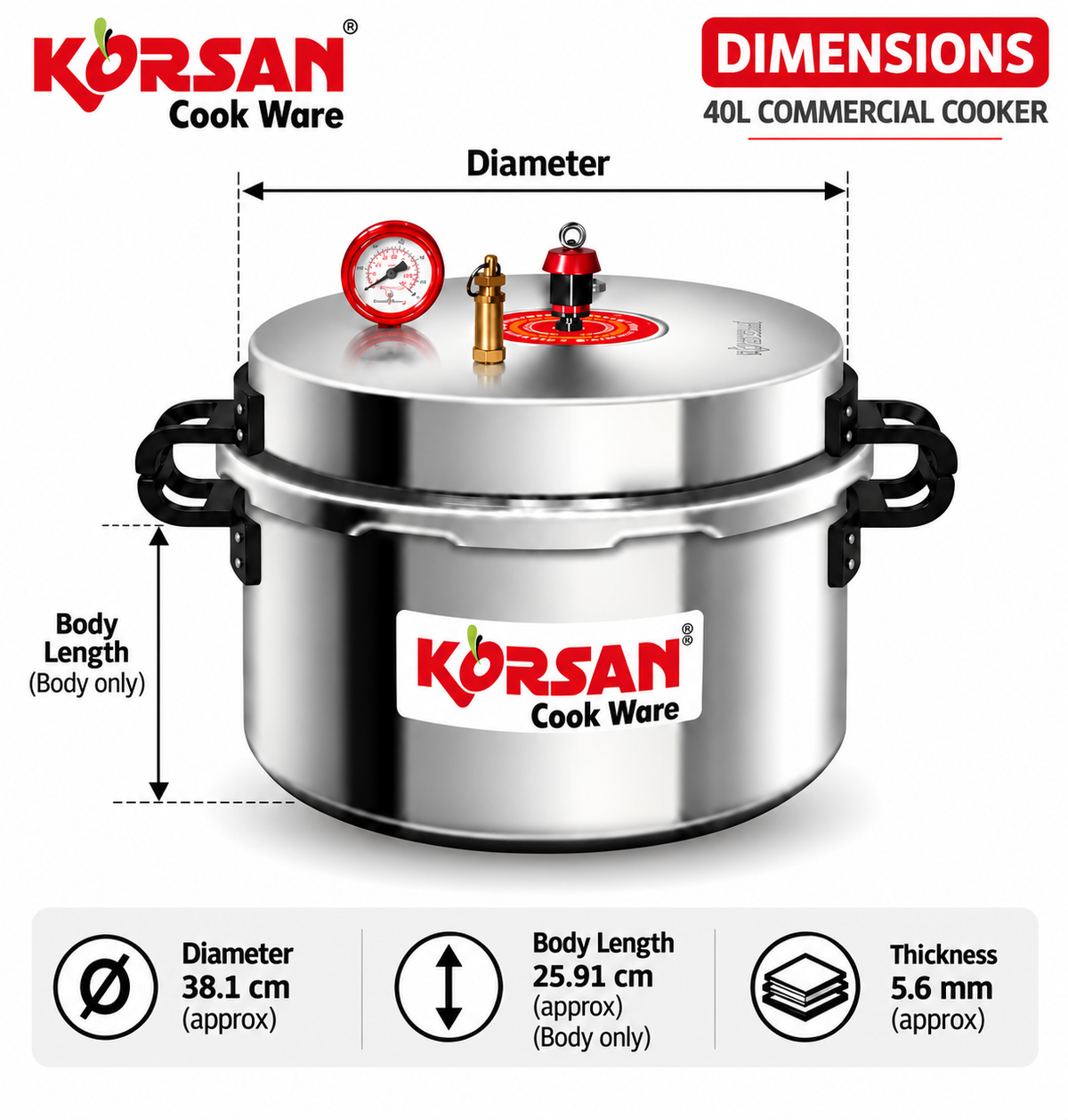 KORSAN 40L Commercial Pressure Cooker