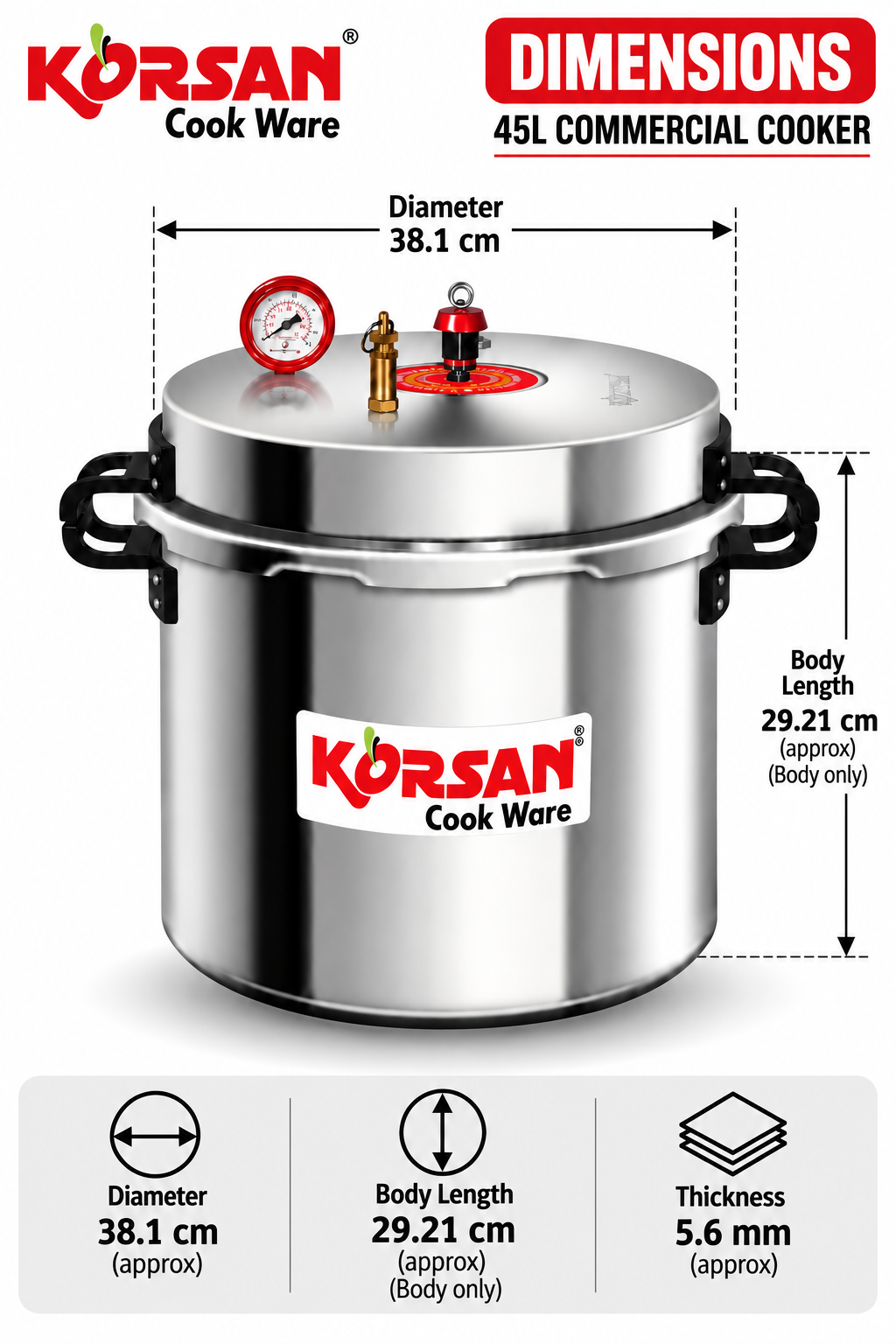 KORSAN 45L Commercial Pressure Cooker