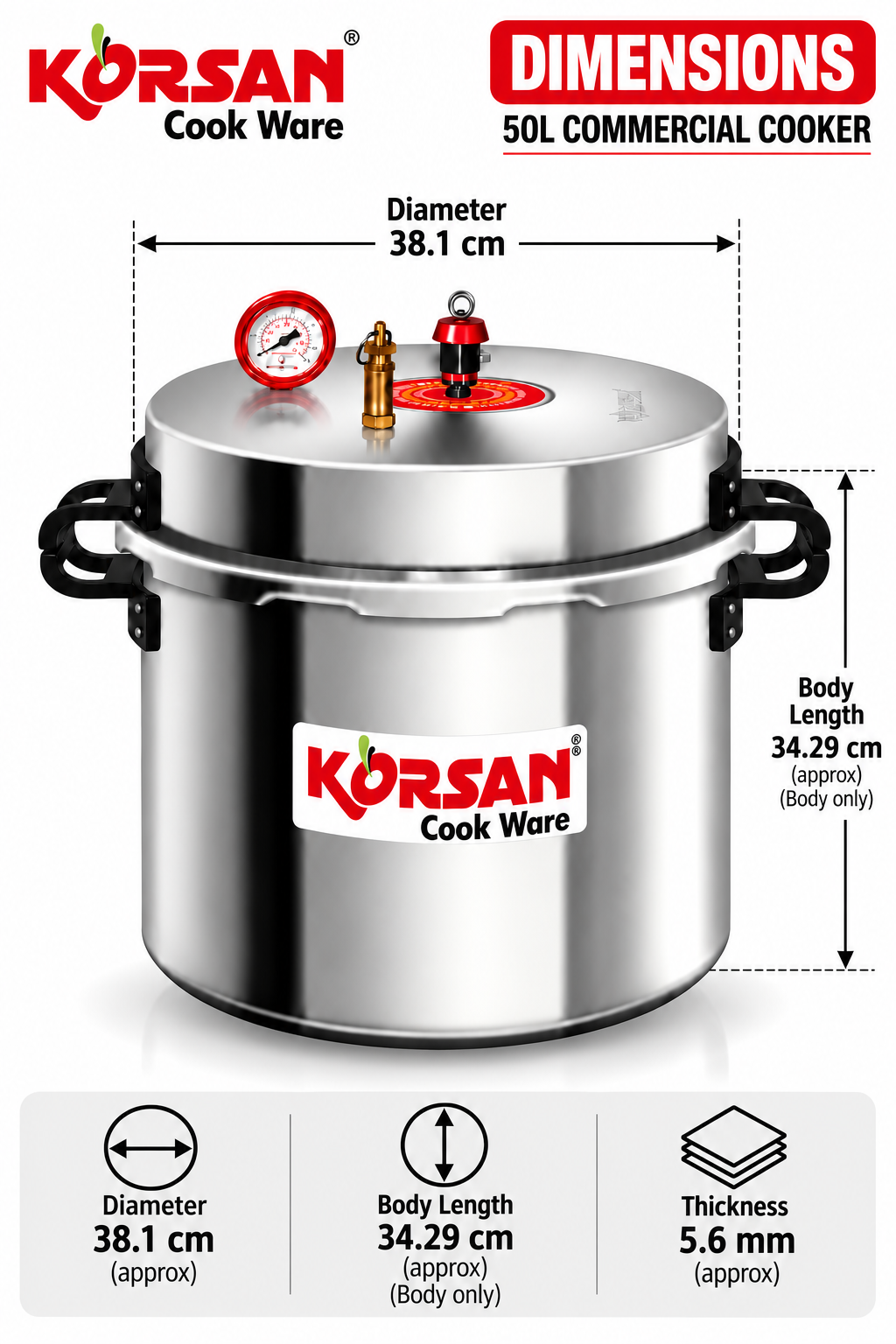KORSAN 50L Commercial Pressure Cooker